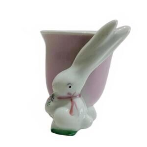 Vintage Weisley Czechoslovakia Ceramic Pink Cup Bunny Rabbit Egg Easter